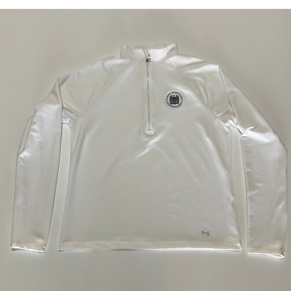 Under Armour Mens NSA National Security Agency Quarter Zip Pullover White L